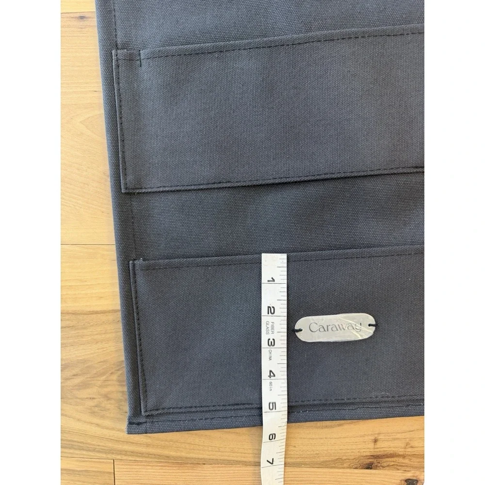 Caraway Hanging Wall Organizer 3 Pocket Canvas Storage Rack Black Kitchen